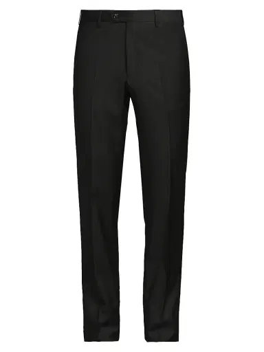 Giorgio Armani Men's Crease-Front Virgin Wool Trousers - Black | Thumbnail 1 Giorgio Armani Men's Crease-Front Virgin Wool Trousers - Black | Thumbnail 1