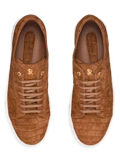 Stefano Ricci Men's Nubuck Crocodile Leather Sneakers - Brown - Size 10 | Thumbnail 4 Stefano Ricci Men's Nubuck Crocodile Leather Sneakers - Brown - Size 10 | Thumbnail 4