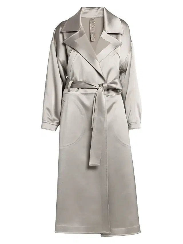Women's Satin Oversized Trench Coat - Dunes