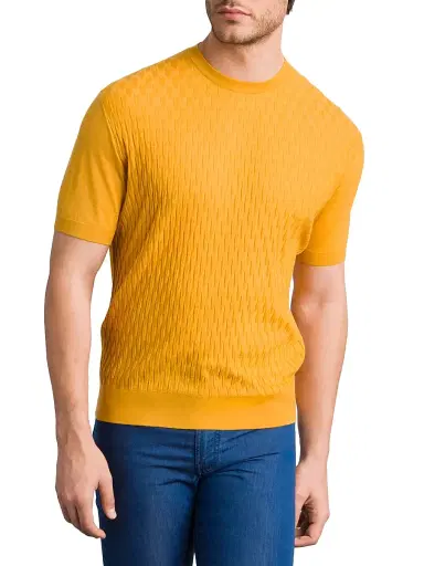 Stefano Ricci Men's Alpha Yarn Cashmere Knit Crewneck Sweater - Golden Yellow - Size 44 | Thumbnail 2