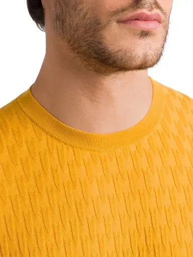 Stefano Ricci Men's Alpha Yarn Cashmere Knit Crewneck Sweater - Golden Yellow - Size 44 | Thumbnail 4