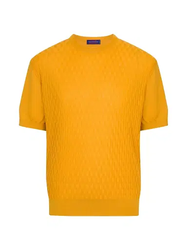 Stefano Ricci Men's Alpha Yarn Cashmere Knit Crewneck Sweater - Golden Yellow - Size 44 | Thumbnail 1