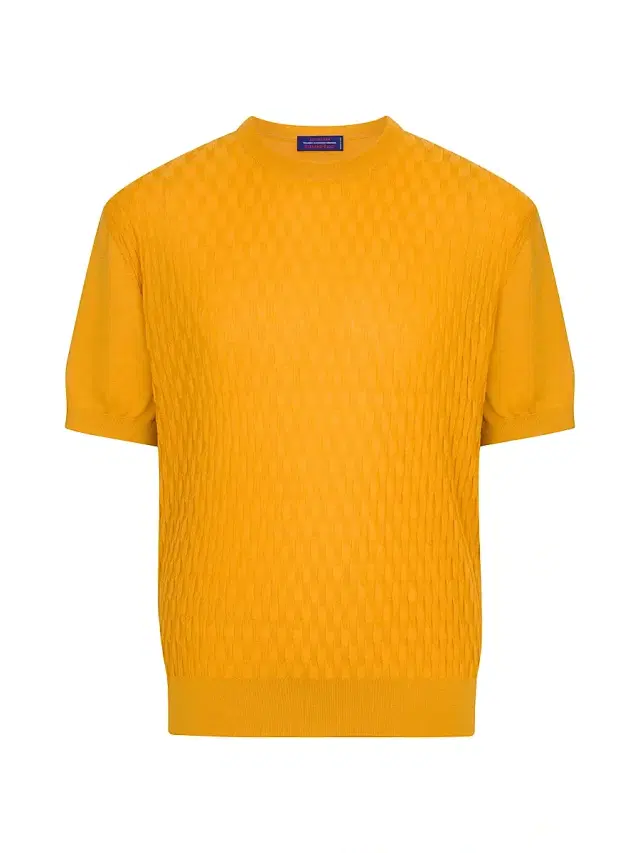 Men's Alpha Yarn Cashmere Knit Crewneck Sweater - Golden Yellow