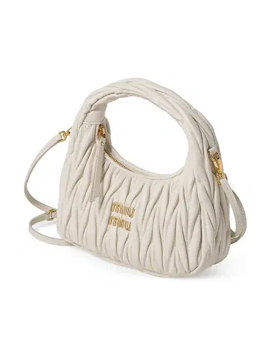 Miu Miu Women's Wander Matelassé Nappa Leather Hobo Bag | Thumbnail 3