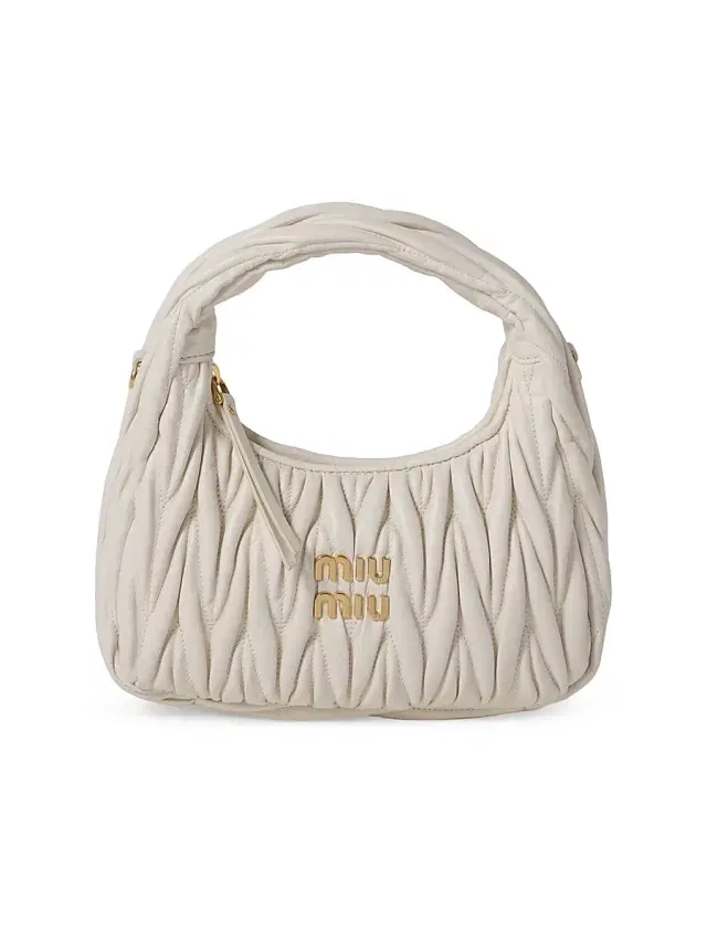 Miu Miu Women's Wander Matelassé Nappa Leather Hobo Bag - White