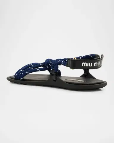 Miu Miu Nastro Cross Rope Grip-Strap Sandals | Thumbnail 4 Miu Miu Nastro Cross Rope Grip-Strap Sandals | Thumbnail 4