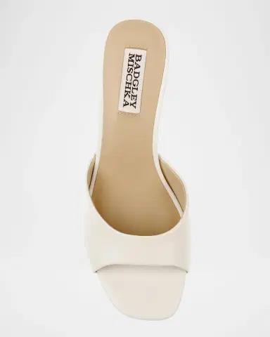 Badgley Mischka Draya Leather Kitten-Heel Mules | Thumbnail 4
