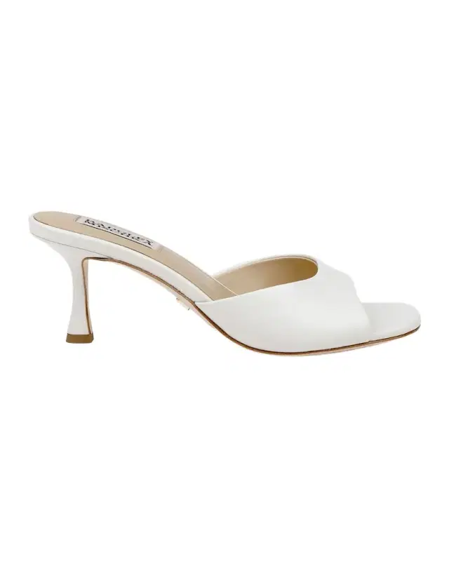 Badgley Mischka Draya Leather Kitten-Heel Mules
