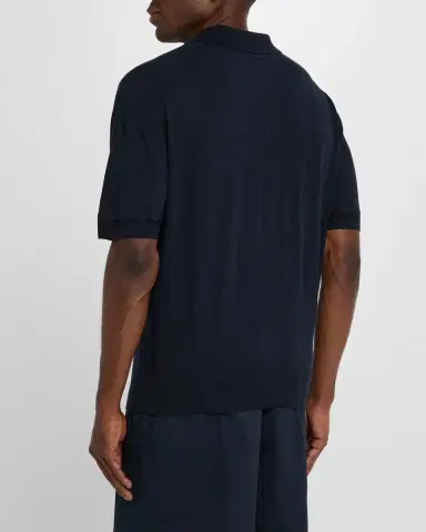 Moncler Men's Silk and Linen Knit Polo Shirt | Thumbnail 2