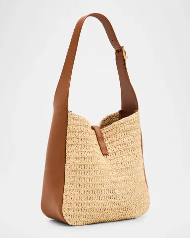Saint Laurent Le 5 A 7 Small Shoulder Bag in Raffia and Leather | Thumbnail 3 Saint Laurent Le 5 A 7 Small Shoulder Bag in Raffia and Leather | Thumbnail 3