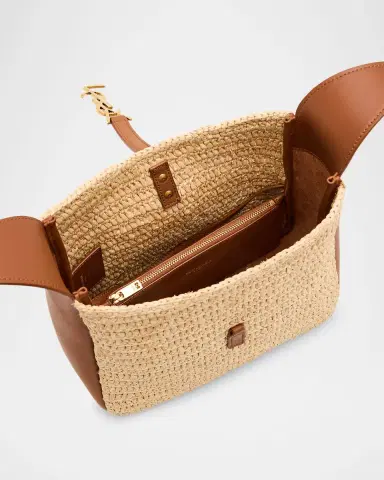 Saint Laurent Le 5 A 7 Small Shoulder Bag in Raffia and Leather | Thumbnail 4 Saint Laurent Le 5 A 7 Small Shoulder Bag in Raffia and Leather | Thumbnail 4