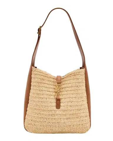 Saint Laurent Le 5 A 7 Small Shoulder Bag in Raffia and Leather | Thumbnail 1 Saint Laurent Le 5 A 7 Small Shoulder Bag in Raffia and Leather | Thumbnail 1