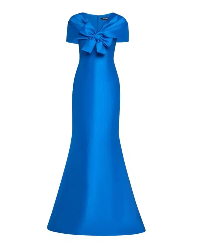 Bow-Front Shawl Trumpet Gown