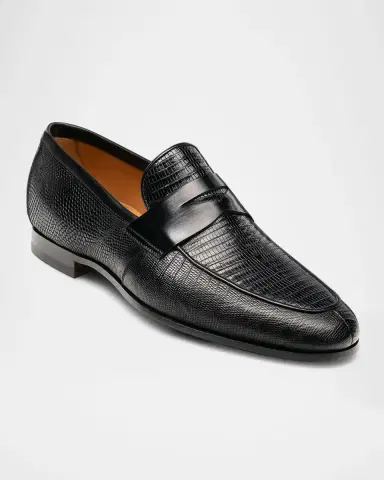 Magnanni Men 's Vincente Lizard Penny Loafers | Thumbnail 2