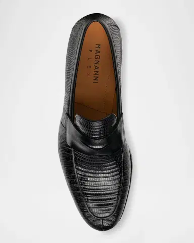 Magnanni Men 's Vincente Lizard Penny Loafers | Thumbnail 3