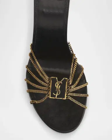 Saint Laurent Babylone Strappy Chain YSL Stiletto Sandals | Thumbnail 4