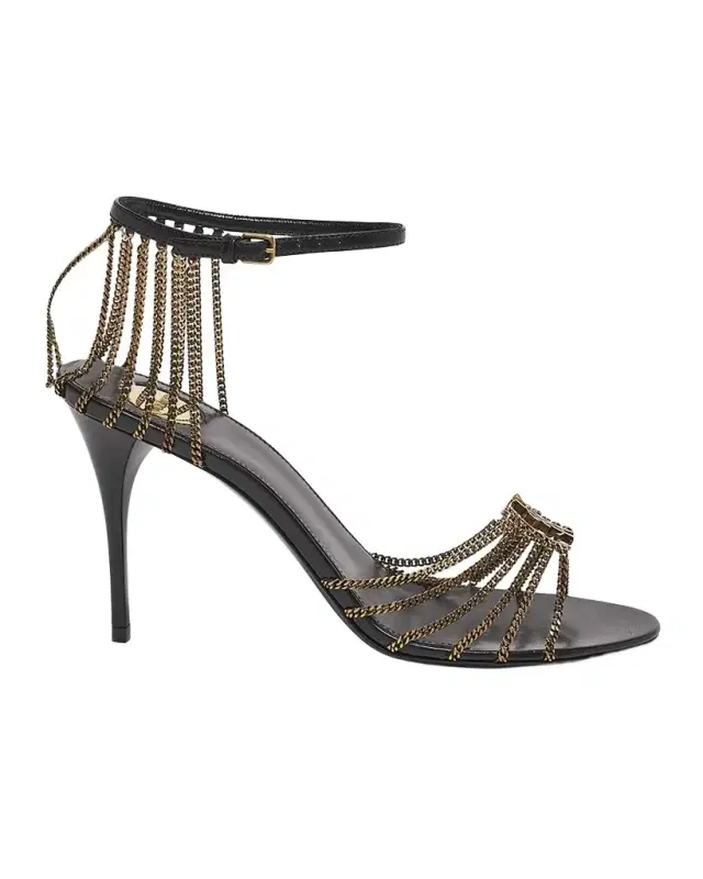 Saint Laurent Babylone Strappy Chain YSL Stiletto Sandals