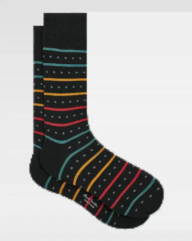 Paul Smith Men's Iago Spot Stripe Cotton-Stretch Crew Socks | Thumbnail 2 Paul Smith Men's Iago Spot Stripe Cotton-Stretch Crew Socks | Thumbnail 2