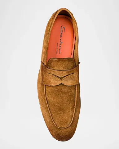 Santoni Men's Carlos Suede Penny Loafers | Thumbnail 4