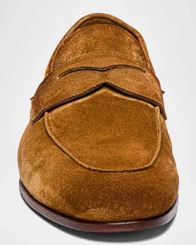 Santoni Men's Carlos Suede Penny Loafers | Thumbnail 5