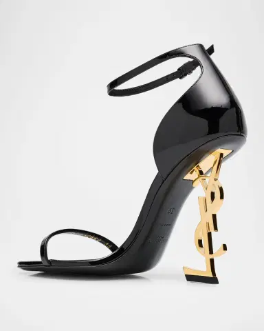 Saint Laurent 110mm Opyum YSL Patent Leather Sandals with Golden Hardware | Thumbnail 4