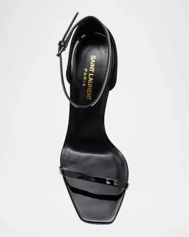 Saint Laurent 110mm Opyum YSL Patent Leather Sandals with Golden Hardware | Thumbnail 6