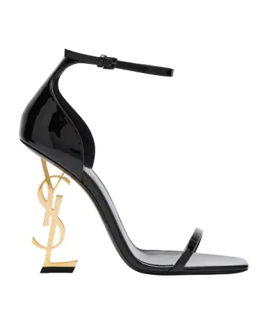 Saint Laurent 110mm Opyum YSL Patent Leather Sandals with Golden Hardware | Thumbnail 1
