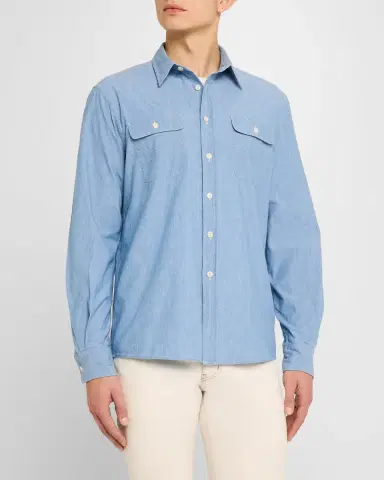Ralph Lauren Purple Label Washed Chambray Shirt | Thumbnail 4 Ralph Lauren Purple Label Washed Chambray Shirt | Thumbnail 4