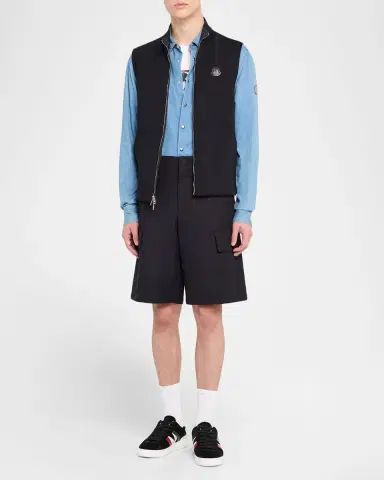 Moncler Men's Full-Zip Leather-Emblem Vest | Thumbnail 2