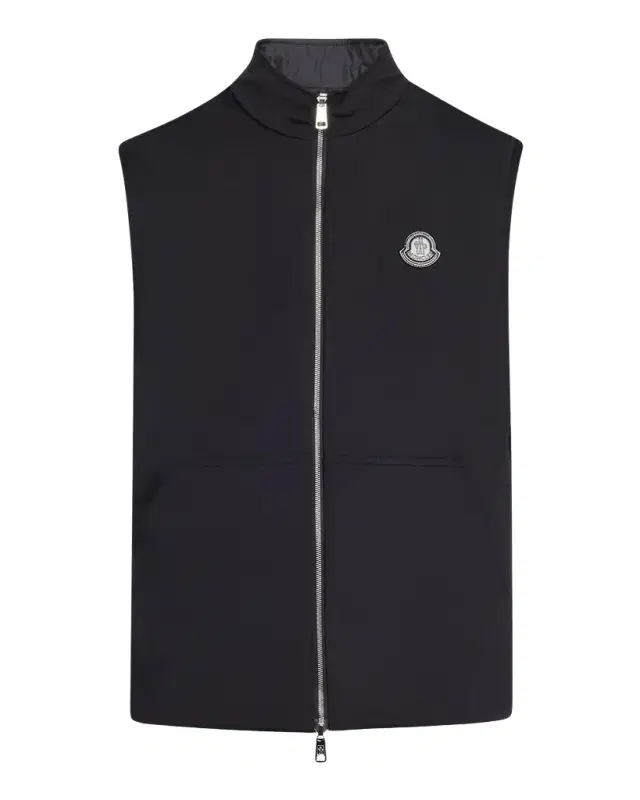 Moncler Men 's Full-Zip Leather-Emblem Vest