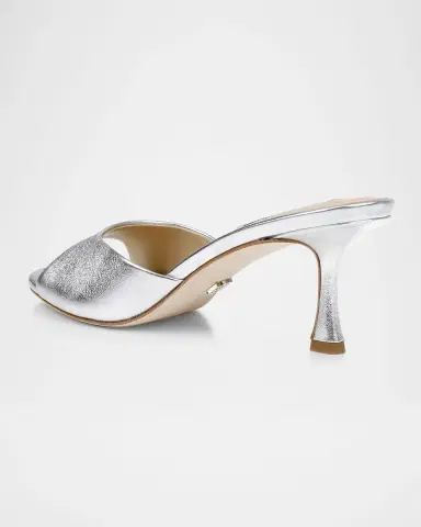 Badgley Mischka Draya Leather Kitten-Heel Mules | Thumbnail 3