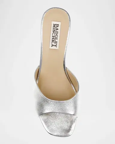 Badgley Mischka Draya Leather Kitten-Heel Mules | Thumbnail 4