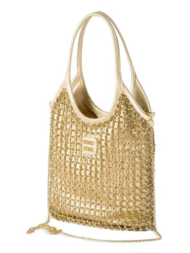 Miu Miu Women's Ivy Beaded Duchesse Shoulder Bag - Beige | Thumbnail 2