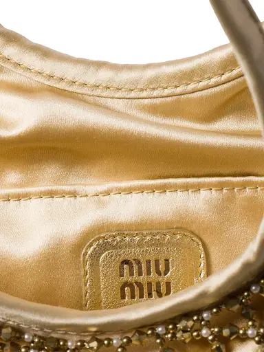 Miu Miu Women's Ivy Beaded Duchesse Shoulder Bag - Beige | Thumbnail 4