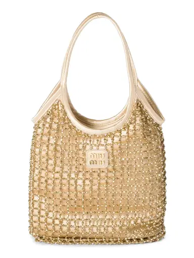 Miu Miu Women's Ivy Beaded Duchesse Shoulder Bag - Beige | Thumbnail 1