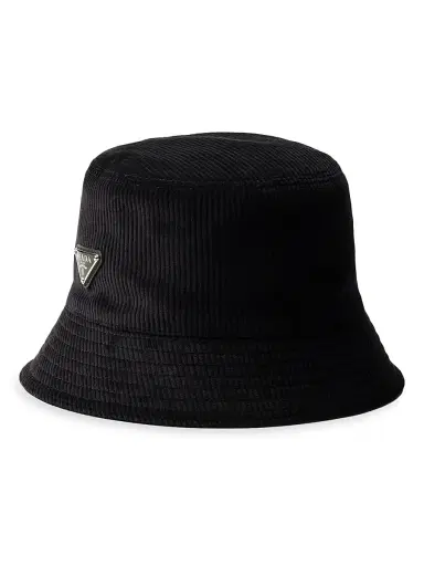 Prada Men's Corduroy Bucket Hat - Black - Size Medium | Thumbnail 1