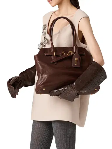 Miu Miu Women's Aventure Nappa Leather Shoulder Bag - Dark Brown | Thumbnail 2