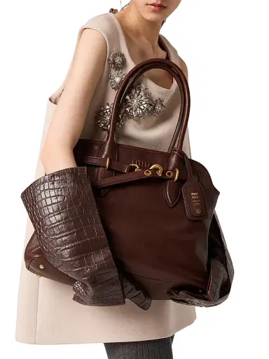 Miu Miu Women's Aventure Nappa Leather Shoulder Bag - Dark Brown | Thumbnail 5