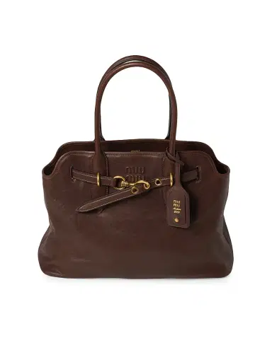Miu Miu Women's Aventure Nappa Leather Shoulder Bag - Dark Brown | Thumbnail 1