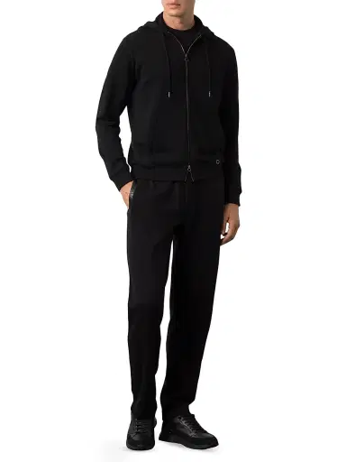 Stefano Ricci Men's Alpha Yarn Cashmere Jogging Blouson Sweater - Black | Thumbnail 1 Stefano Ricci Men's Alpha Yarn Cashmere Jogging Blouson Sweater - Black | Thumbnail 1
