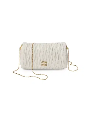Miu Miu Women's Matelassé Nappa Leather Mini Shoulder Bag - White | Thumbnail 1