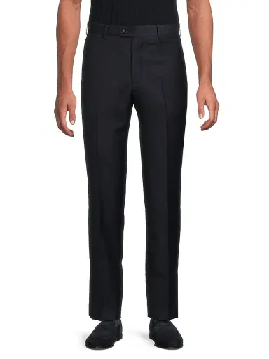 Giorgio Armani Men's Crease-Front Virgin Wool Trousers - Navy | Thumbnail 3 Giorgio Armani Men's Crease-Front Virgin Wool Trousers - Navy | Thumbnail 3