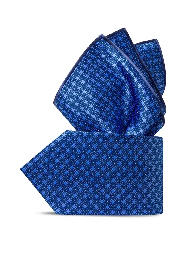 Stefano Ricci Men's Luxury Printed Silk Tie Set - Dark Blue