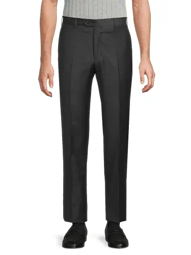 Giorgio Armani Men's Crease-Front Virgin Wool Trousers - Charcoal - Size 42 | Thumbnail 3