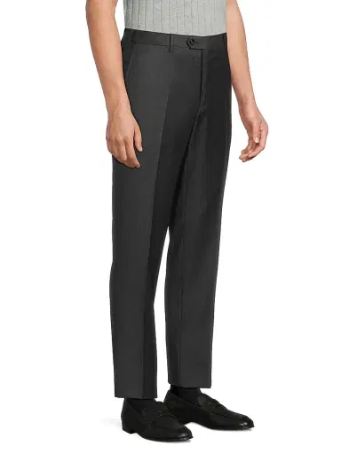 Giorgio Armani Men's Crease-Front Virgin Wool Trousers - Charcoal - Size 42 | Thumbnail 4