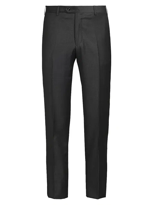 Men's Crease-Front Virgin Wool Trousers - Charcoal