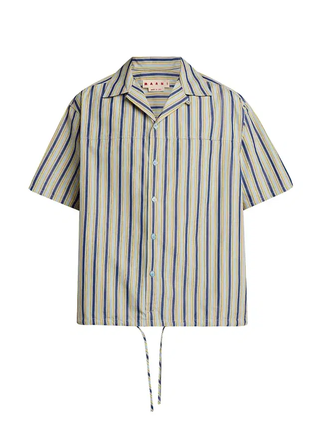 Marni Men's Striped Cotton Poplin Oversized Button-Front Shirt - Baltic