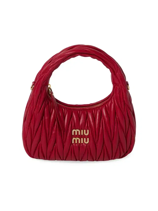 Miu Miu Women's Wander Matelassé Nappa Leather Hobo Bag - Dark Red