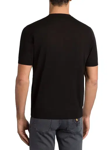 Stefano Ricci Men's Cashmere and Wool Blend Knit Crewneck Sweater - Black | Thumbnail 3