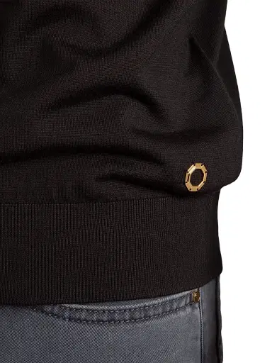 Stefano Ricci Men's Cashmere and Wool Blend Knit Crewneck Sweater - Black | Thumbnail 4